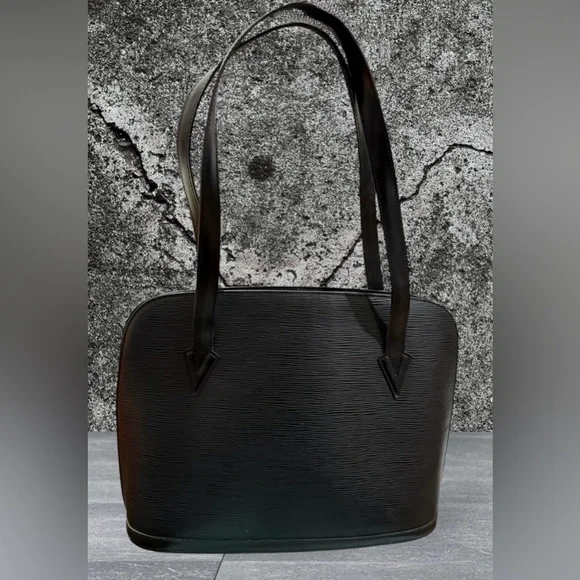 Vintage Louis Vuitton Black Epi Leather Lussac Tote Bag Large 17” x 12” Good - Picture 3 of 16